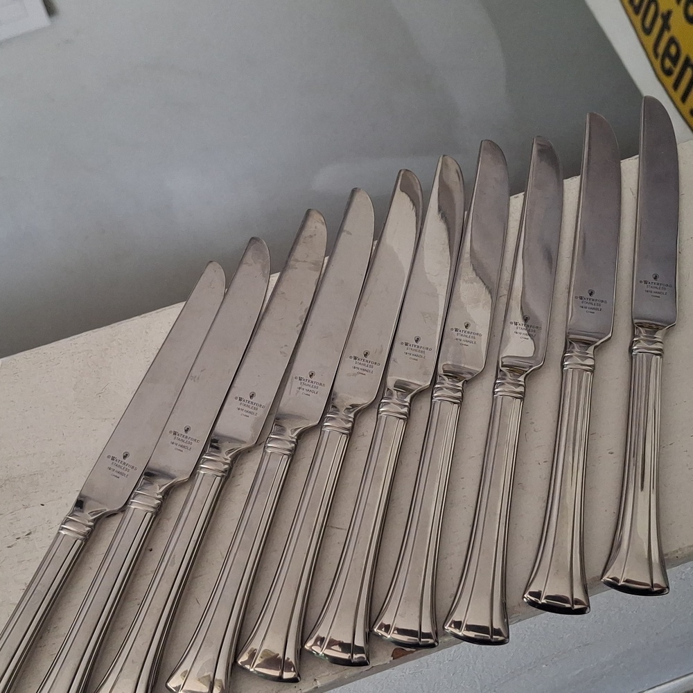 10 WATERFORD 1810 STAINLESS FLATWARE KNIVES